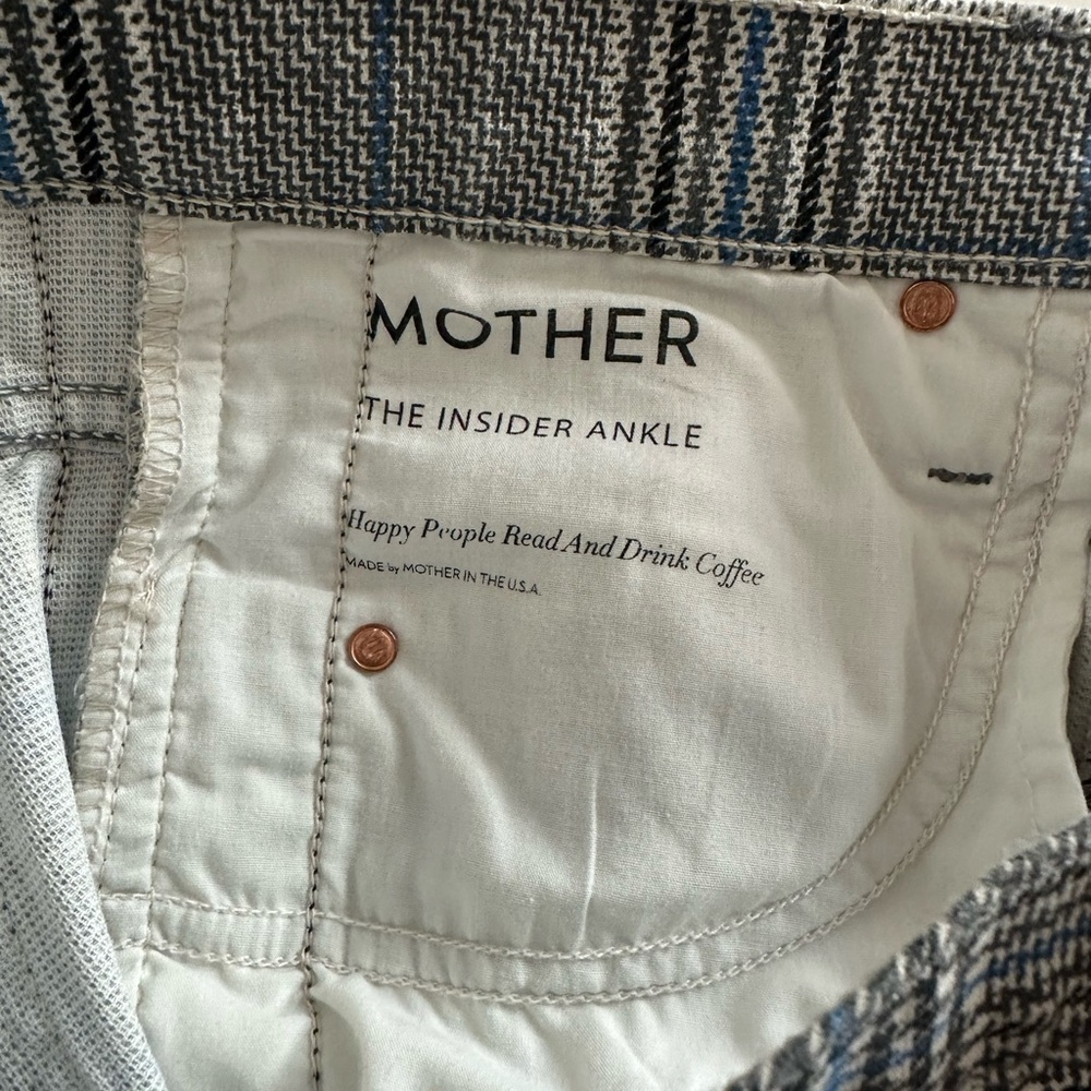 MOTHER Plaid Ankle Pants Jeans with Navy Stripes 29 - Picture 8 of 12